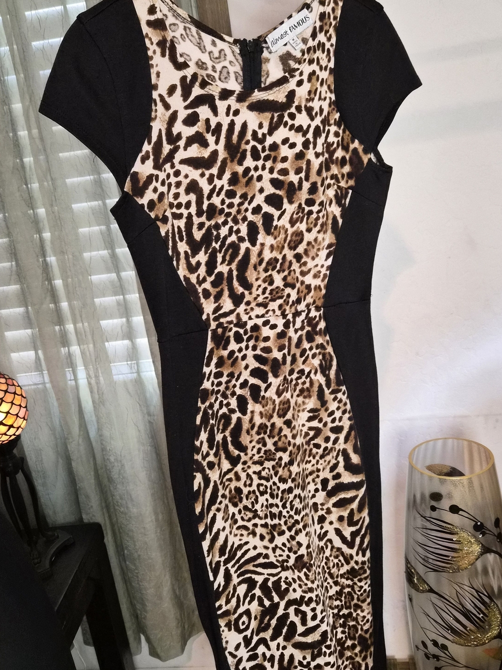 Almost Famous Leopard Print Midi Bodycon Dress #0379